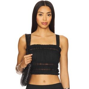 All Saints Black Lace Trimmed Women's Top NWT Size 8